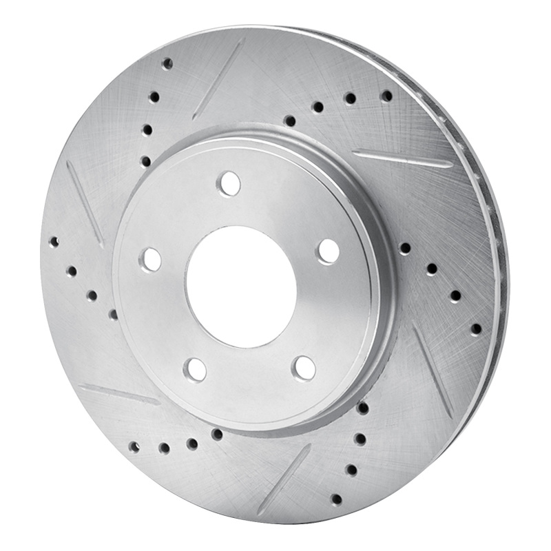 Chevrolet City Express Brake Rotor (1) - Front Left - R1 Concepts - Drilled & Slotted - Silver - `11-`25